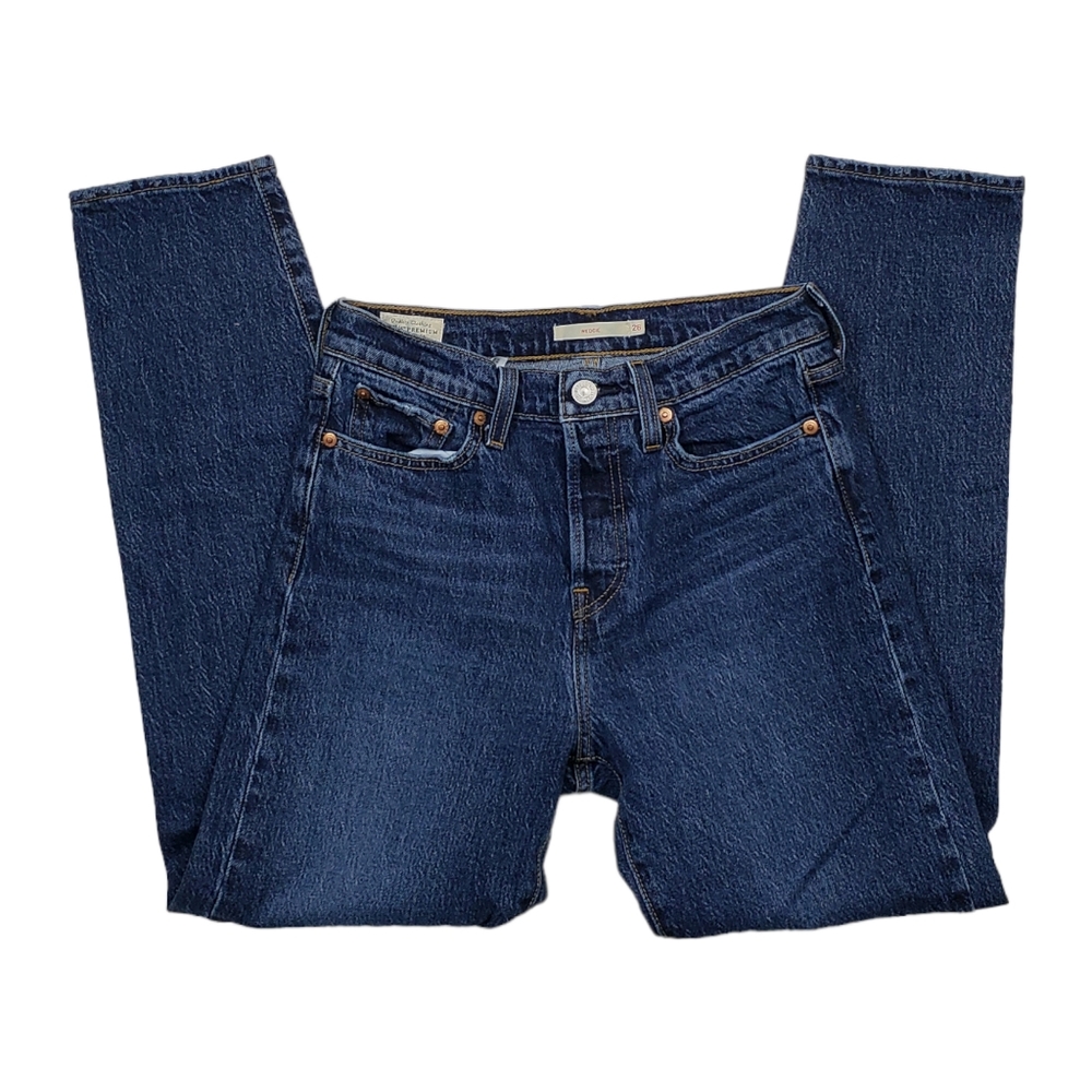 LEVI'S Dark Wash Wedgie Jeans size 26 High Waist Skinny Cotton Denim Fitted